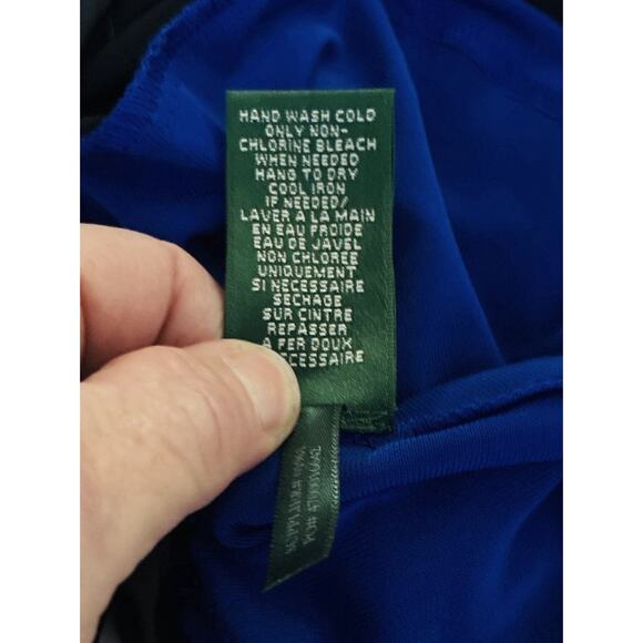 Lauren Ralph Lauren Sz 2 Cap Sleeve Colorblock Ruched Sheath Dress - Picture 7 of 10